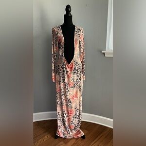 NWT Fashion Nova Elegant Leopard Print mesh maxi beach wear/cover-up.